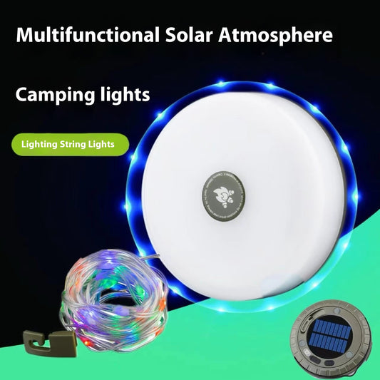 Solar rechargeable LED camping tent light